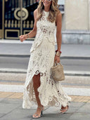 Casual Irregular Hollow Lace Tank Tops
