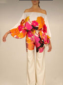 Printed Dolman Sleeve Wide Leg Pants Set