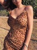 Suspender Backless Leopard Print Dress