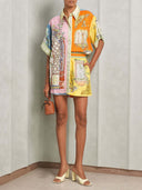 Exquisite Unique Print Button Shorts Two-piece Set