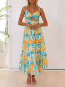 Printed Suspender Midi Dress