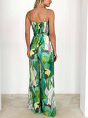 Printed suspender jumpsuit