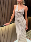 Polka Dot Suspender Irregular  Swing Collar Dress