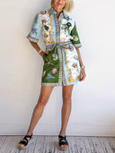 Unique Deep Sea Floral Print Mini Dress
