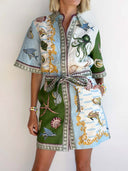 Unique Deep Sea Floral Print Mini Dress