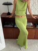 Turtleneck vest Long skirt two piece set