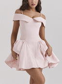 Elegant One Shoulder Sexy Puffy Gown Mini Dress