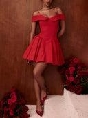 Elegant One Shoulder Sexy Puffy Gown Mini Dress