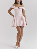 Elegant One Shoulder Sexy Puffy Gown Mini Dress