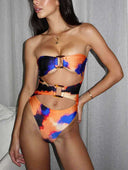 Summer Smudge Print Sexy One-piece Swimsuit