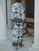 Satin Jungle Floral Print Loose Long Sleeve Top