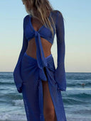 Front And Back Wear Knit Swimsuit Cover-Up Sun Protection Suit