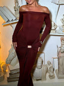 One-Shoulder Strappy Long-sleeved Slim Fit Wrap Dress