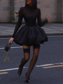 Socialite Style Bubble Hem Mesh Sexy Dress