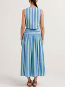 Lace-up Tank and Ruched Waist Midi Skirt Set