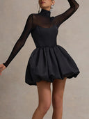 Socialite Style Bubble Hem Mesh Sexy Dress