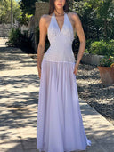 Personalized Polka Dot Print V-neck Maxi Dress