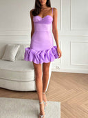 Draped Ruffle Mini Bustier Dress
