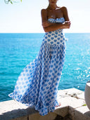 Sweet Heart Print Bowknot One-Piece Swimsuit Set