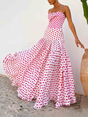 Sweet Heart Print Bowknot One-Piece Swimsuit Set