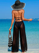 Bikini Wide-Leg Pants Three-Piece Set