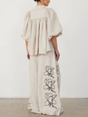 Vintage Pastoral Printed Wide-Leg Pants