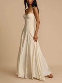 Elegant Patchwork Sling Long Swing Holiday Maxi Dress