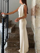 Fashion One Shoulder Ribbon Party Maxi Dress