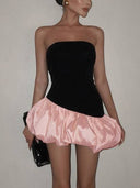 Velvet Tube Top With Bud Mini Dress