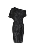 Elegant Sequined Asymmetrical Off-the-shoulder Mini Dress