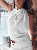 Halter Neck Pleated Backless Top