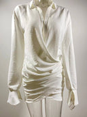 Deep V Hip-hugging Shirt Dress