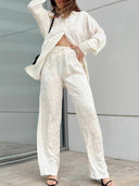 Leopard Print Loose Shirt Wide Leg Pants Casual Suit