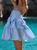 Multi-layer Ruffled Backless Slip Dress