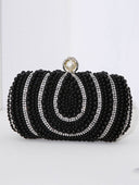 Vintage Ladies Pearl Evening Bag Handmade Beaded Embroidery Bag