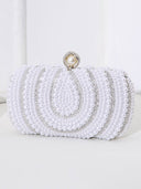 Vintage Ladies Pearl Evening Bag Handmade Beaded Embroidery Bag