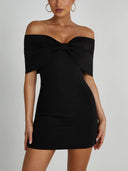Elegant Off Shoulder Bow Mini Dress