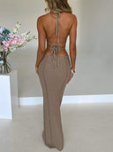 Sexy Backless Wrap Chest Midi Dress