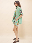Unique Ethnic Print Loose Shirt And Shorts Two-Piece Set