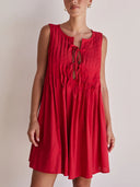 Casual V-neck Tie-strap Sleeveless Mini Dress