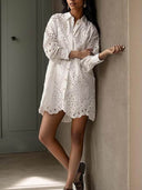 Fashionable Loose Embroidered Hollow Shirt