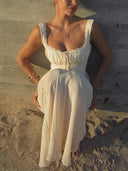 Lace Top High Waist Fishtail Dress Suit