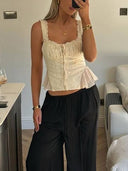 Lace Top High Waist Fishtail Dress Suit