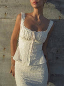 Lace Top High Waist Fishtail Dress Suit