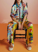 Unique Print Short-Sleeved Loose Shirt