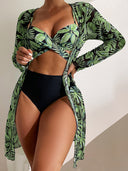 Summer Print High Waist Sexy Three-Piece Swimsuit