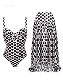 One Piece Swimsuit Chiffon Skirt Two Piece Set