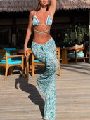 Printed Bikini Pants Three-piece Set