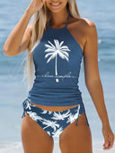 Live Simple Coconut Tree Halter Tankini Set