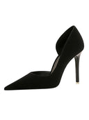 Retro Side Hollow Pointed High Heels